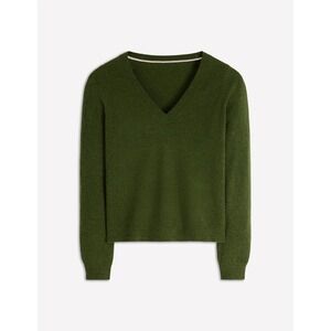 BODEN Eva Cashmere V-Neck Sweater Top Green Size Medium New With Tags